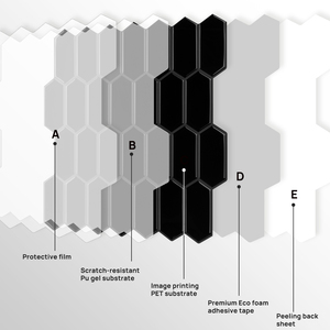 Black <strong>Hexagon</strong> Removable <strong>Wallpaper</strong> 3D Wall Sticker Tiles Peel and Stick Backsplash Vinyl Stickers for Tiles Bathroom Kitchen - Product Image 3