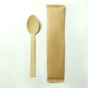 Ensemble de couverts jetables en bambou 100% biodégradable, logo personnalisé, cuillères écologiques - Product Image 3