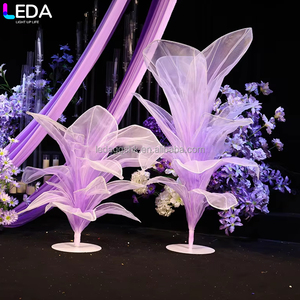 Décoration de mariage et de fête d'anniversaire LEDA, arbre en fil violet moderne très vendu, grande fleur en organza - Product Image 1
