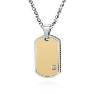 <span class=keywords><strong>Collier</strong></span> à pendentif <span class=keywords><strong>militaire</strong></span> vierge en acier inoxydable 18K plaqué or pour <span class=keywords><strong>homme</strong></span> et chien personnalisé gravure à faire soi-même - Product Image 1