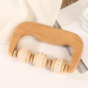 Rouleau de massage manuel en bois, appareil de massage des méridiens, pour jambes, dos, corps entier, universel, en bois massif, planche de relaxation Gua Sha musicale - Product Image 4