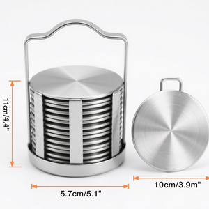Dessous de verre en acier inoxydable pour boissons Ensemble de sous-verres en métal argenté Superbe dessous de verre cool Tasses Tapis 6 pièces Ensemble Décor pour café - Product Image 5