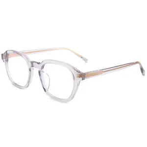 クラシックな高品質スクエアクリアアセテート眼鏡フレームデザイナーカスタムロゴ青色光遮断メガネ光学フレーム