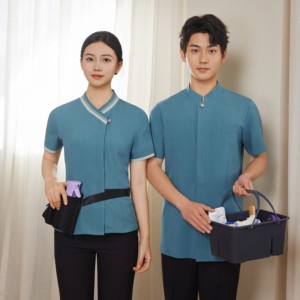 호텔 하우스키핑 직원 유니폼 봄 여름 반팔 100% 폴리에스터 레귤러 핏 청소원 작업복 전문 리조트 - Product Image 1