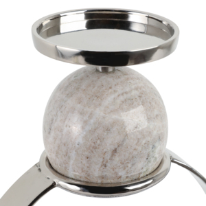 Sculptural Candle Holder With Marble Sphere Accent Elegant Pillar <b>Candlestick</b> For Table Centerpiece Or Entryway Decor - Product Image 6