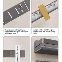 Étagère à épices murale en métal à double niveau sans perçage avec 5 crochets pour rangement de cuisine, épices, assaisonnements, vaisselle et outils de nettoyage