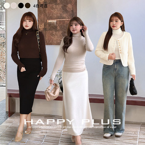 รันฉีเสื้อสเวตเตอร์คอเต่าผู้หญิงไซส์ใหญ่ สีน้ำตาลเกาลัด สีพื้น แขนยาว สำหรับฤดูใบไม้ร่วงและฤดูหนาว รุ่น N8819 - Product Image 5