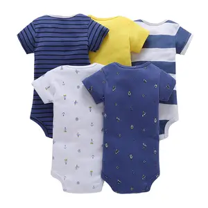 Atacado pijamas set 3 bebê recém-nascido-Conjunto de roupas para bebês, 2020, verão, 5 peças, conjunto de roupas para bebês, recém-nascidos, pijamas de verão, 100% algodão, macacão para meninos e meninas