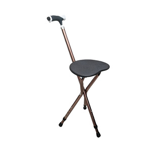 Adjustable Lightweight Telescopic <b>Cane</b> Stool With Seat For Elderly Walking Support Four Legged Multi Functional Coffee Brown - Product Image 2