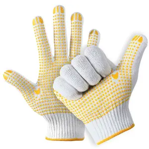 Nature blanc doux confortable simple face sécurité jardin travail main pvc pointillé coton gants de travail