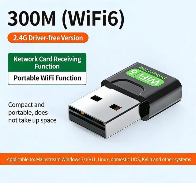 USB WiFi 6 Adapter Driver-Free 2.4G/5G Dual Band Wireless Network Card for PC Laptop, Plug & Play WiFi Receiver Transmitter