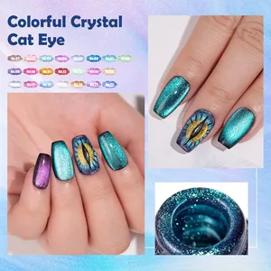 Customized Logo 15ml Colorful Crystal Cat Eye 18 Colors Cat Eye Gel For Nail Art Design