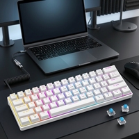 Clavier mécanique 61 touches rétroéclairé RGB, filaire, disposition compacte, 21 touches anti-ghosting, câble détachable, clavier de bureau