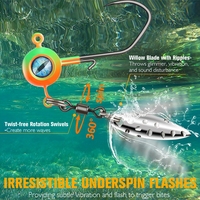 Lot de 20 têtes de jig Underspin avec paillettes rotatives et yeux 3D, hameçons en plomb en acier à haute teneur en carbone pour la pêche en eau douce