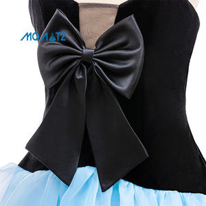 Gaun Satin Putri untuk Anak Perempuan Kerah O Bordir Bunga Panjang Selutut Kostum Pertunjukan Gadis Bunga Gaun Pesta Anak-anak - Product Image 5