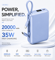 Batterie externe de qualité supérieure à prix abordable, coût d'usine, certifiée mondiale, moule privé, 35W PD 20000mAh Type-C avec câbles intégrés doubles