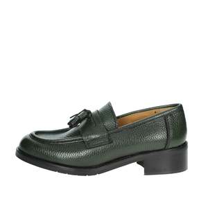 Mocasines Veni Donna de cuero verde Verdone, zapatos planos para mujer - Product Image 1