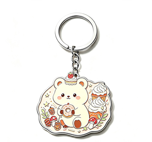 Cute <b>Cartoon</b> Bear Acrylic Keychain Metal Look Key <b>Ring</b> Irregular Shape Light Weight Gift Souvenir - Product Image 3