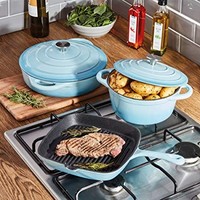Ensemble de casseroles et poêles en fonte émaillée personnalisables pour la cuisine, idéal pour la cuisson des soupes et des bouillons