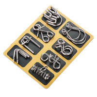 IQ Toys, Metal IQ Puzzle Set de 8, IQ Test Mind Game Toys Casse-tête en fil métallique Puzzles Magic Trick Toy