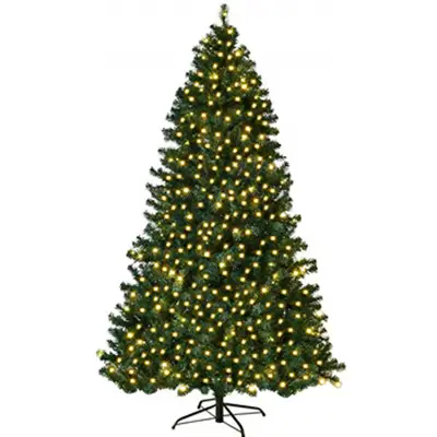 7FT Pre-Lit PVC Artificial with 300 LED Lights & Metal Stand Christmas Tree