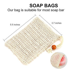 Sac en filet de sisal naturel personnalisé avec cordon de serrage, pochette à savon bio, sac à savon en maille - Product Image 3