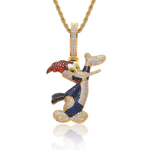 <span class=keywords><strong>Collana</strong></span> con Ciondolo Picchio in Ottone Placcato Oro 18K con Zirconi Colorati, Gioielli <span class=keywords><strong>Anime</strong></span> a Forma di Personaggio dei Cartoni Animati per Donna e Uomo - Product Image 1