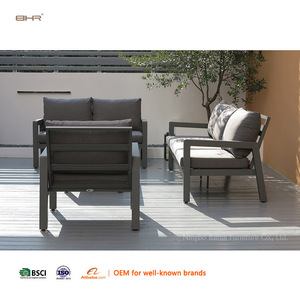 Ensemble de salon de jardin moderne BHR, canapé en aluminium pour <span class=keywords><strong>terrasse</strong></span>, 6 places, ensemble de meubles de conversation, canapé d'extérieur confortable avec table basse - Product Image 5