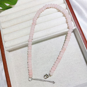 <span class=keywords><strong>2025</strong></span> nuevas llegadas joyería de moda hecha a mano piedra Natural forma de ábaco cristal con cuentas rosa cuarzo verde Jade Collar para mujeres - Product Image 5