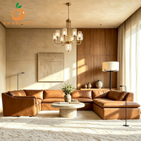 Ensemble de canapés de luxe pour salon, canapé sectionnel moderne d'intérieur avec structure en bois massif et coussins en cuir durable pour hôtel, villa, maison
