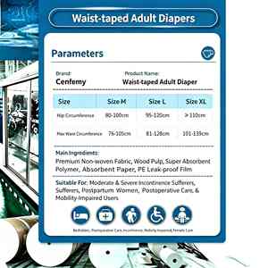 Pañales Desechables para Adultos con Cinta Adhesiva, Súper Absorbentes, para Incontinencia, Talla L, para Personas Mayores, Posparto y Cuidado Hospitalario, Personalizados OEM y Económicos - Product Image 5