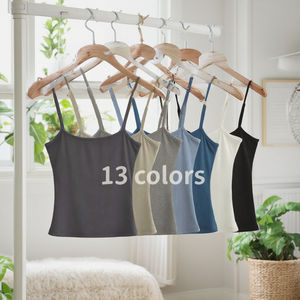 Tracolla regolabile CNSHELL con collo quadrato canottiera da donna tinta unita Basic sottile corta costola Casual - Product Image 1