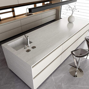 이란 흰색 석회화 소결 돌 세라믹 광택 유약 석판 테이블 상단 도자기 대리석 광택 석판 소결 돌 타일 - Product Image 1