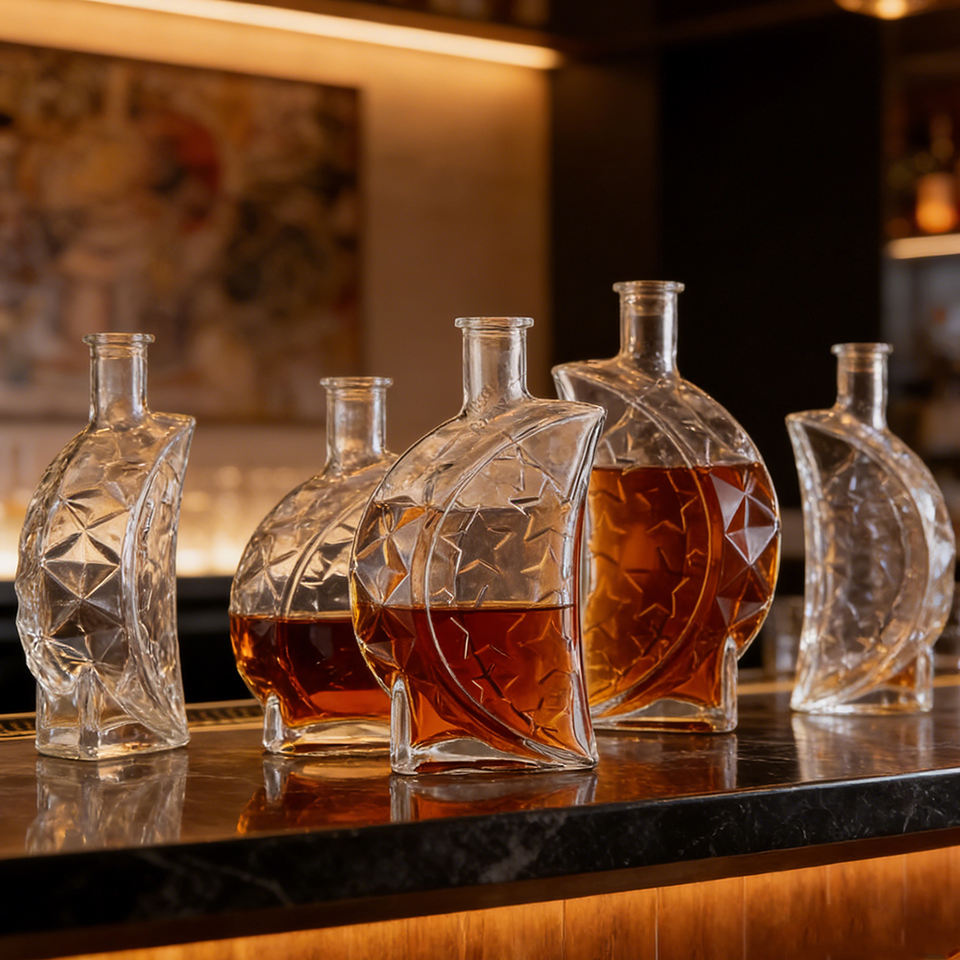 Professional Glass Manufacturer Curved Moon Shaped Brandy Vodka Spirits ...