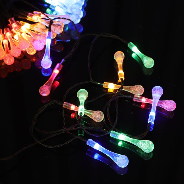 Solar-Powered LED Christmas String Lights with Waterdrop Movement IP44 Waterproof 50,000 Hours Lifespan for Indoor/Outdoor Use