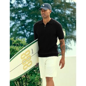 Camiseta Polo FOXA para Hombre, Cuello con Cierre de Cremallera, Manga Corta, Tejida, Transpirable, Informal, para Golf, Verano - Product Image 4