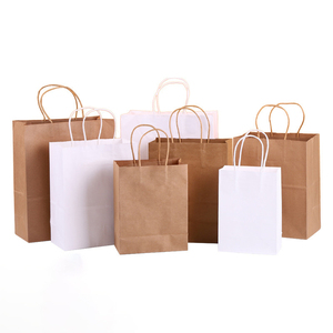 Sacs de Courses en <span class=keywords><strong>Papier</strong></span> <span class=keywords><strong>Kraft</strong></span> Blanc et Brun Imprimés Personnalisés avec Poignées pour Restauration Rapide à Emporter, Recyclés, Idéaux pour Vêtements - Product Image 6