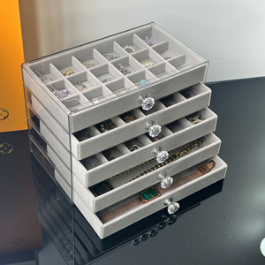 Cao Cấp Năm Lớp Acrylic Flannel Đồ Trang Sức Tổ Chức Vòng Cổ Bông Tai Đồ Trang Sức Quà Tặng Bao Bì Hộp Lưu Trữ - Product Image 3