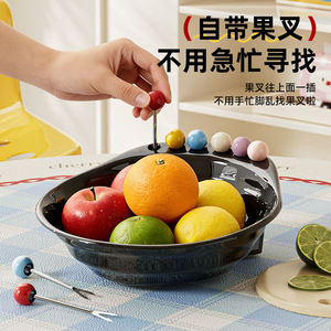 Tenedores para fruta de acero inoxidable con mangos de bola de colores para un uso fácil y protección de labios - Product Image 2