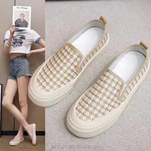 Sepatu wanita fashion kanvas sepatu trendi kasual Flat wanita murah sepatu kustomisasi pabrik Zapatos mendukung harga grosir OEM