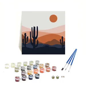 Orfon Q437 Cenário do deserto Sunset série DIY pintura a óleo sobre tela pintura por números kits com moldura para decoração de casa