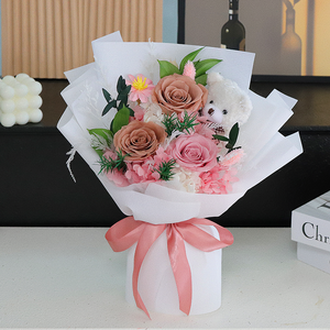 High Quality Preserved Rose and Bear Bouquet <strong>Christmas</strong> and Valentine's Day Eternal Flower <strong>Gift</strong> Ideas - Product Image 4
