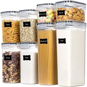 Mutfak ve kiler organizasyonu için 8 adet plastik hermetik kaplar hava geçirmez gıda depolama kapaklı konteynerler