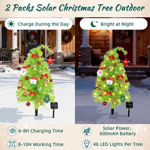 Paquete de 2 Árboles de Navidad Solares, Árbol de Navidad Decorativo para Exteriores de 31.5 Pulgadas, Árboles de Navidad Flexibles con Luces LED y Adornos - Product Image 3