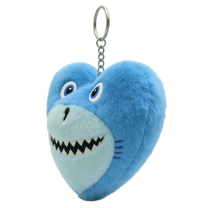 Customized Heart shark plush keychain, Blue shark heart bag charm, <b>Mini</b> shark heart <b>keyring</b>, Ocean animal heart pendant - Product Image 3