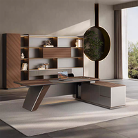 Ensemble de bureau et chaise de direction en forme de L, moderne et luxueux, avec rangement, design ergonomique et durable pour usage commercial