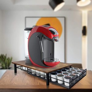 Organisateur de dosettes à café Oniya 35 emplacements en bois et métal, gain de place, <span class=keywords><strong>tiroir</strong></span> porte-dosettes pour accessoires de table de cuisine et décoration - Product Image 4