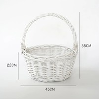 Panier à fleurs en osier blanc, panier tissé décoratif pour la Saint-Valentin, arrangements floraux, mariages, décoration de la maison et du jardin