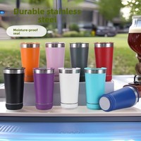 Tumbler Stainless Steel 16 oz dengan Speaker Bluetooth Pintar, Pemutar Musik, Pembuka Botol, Termos, Mug Kopi untuk Berkemah
