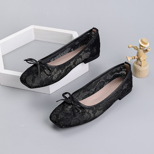 Xuanhui Nouvelle collection printemps <span class=keywords><strong>Mules</strong></span> plates pour <span class=keywords><strong>femme</strong></span> en maille, à bout carré, avec nœud, légères, ajourées, couleur bonbon - Product Image 5
